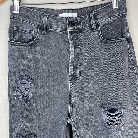 Pacsun High Rise Straight Jeans Distressed - Picture 3 of 9